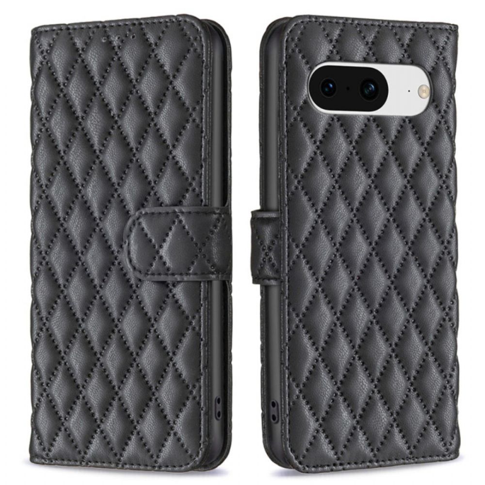 Flip Case Leren Google Pixel 8 Gewatteerde Binfen Kleur