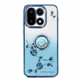 Case Hoesje Oneplus 15 Telefoonhoesje Ringhouder En Glitterbloemenpatroon