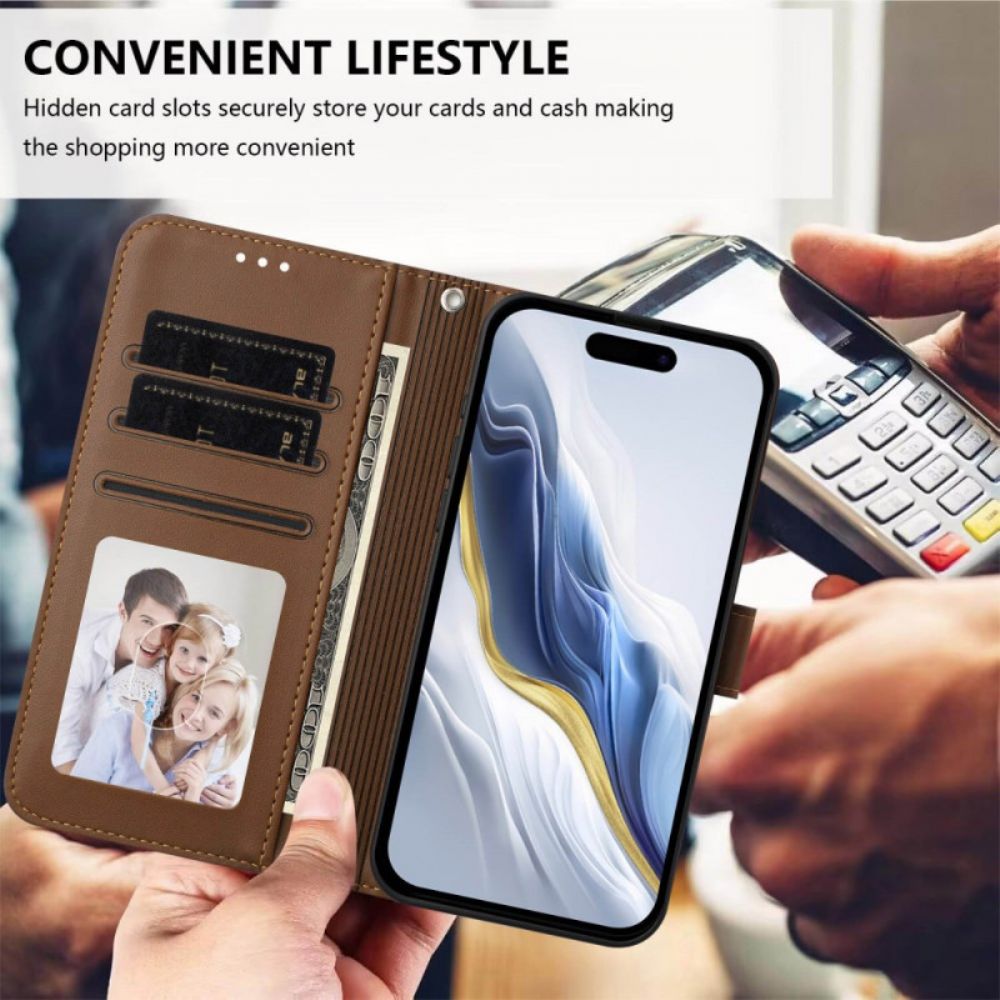 Flip Case Leren Oneplus 15 Kleine Kat Met Riempje