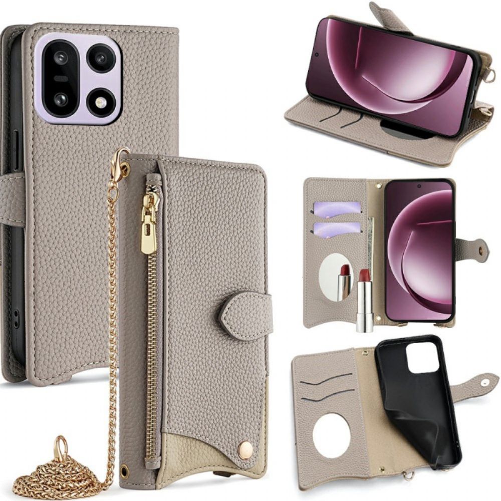 Flip Case Leren Oneplus 15 Portemonnee Met Ketting Als Schouderband