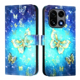 Folio-hoesje Oneplus 15 Telefoonhoesje Gouden Vlinders