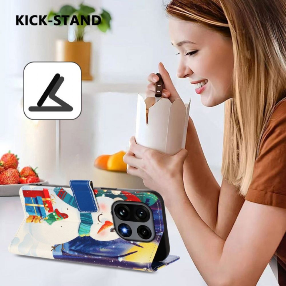 Leren Hoesje Oneplus 15 Kerstpatroon Bescherming Hoesje