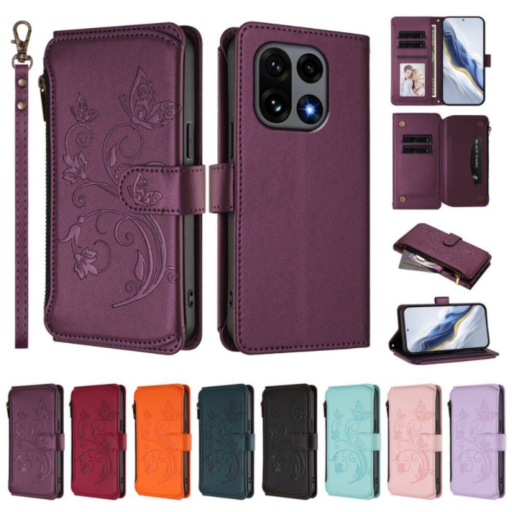 Leren Hoesje Oneplus 15 Portemonnee Met Bloemenprint En Riempje Bescherming Hoesje