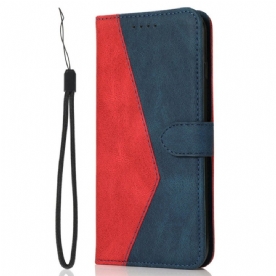 Leren Hoesje Oneplus 15 Tweekleurig Ontwerp Bescherming Hoesje