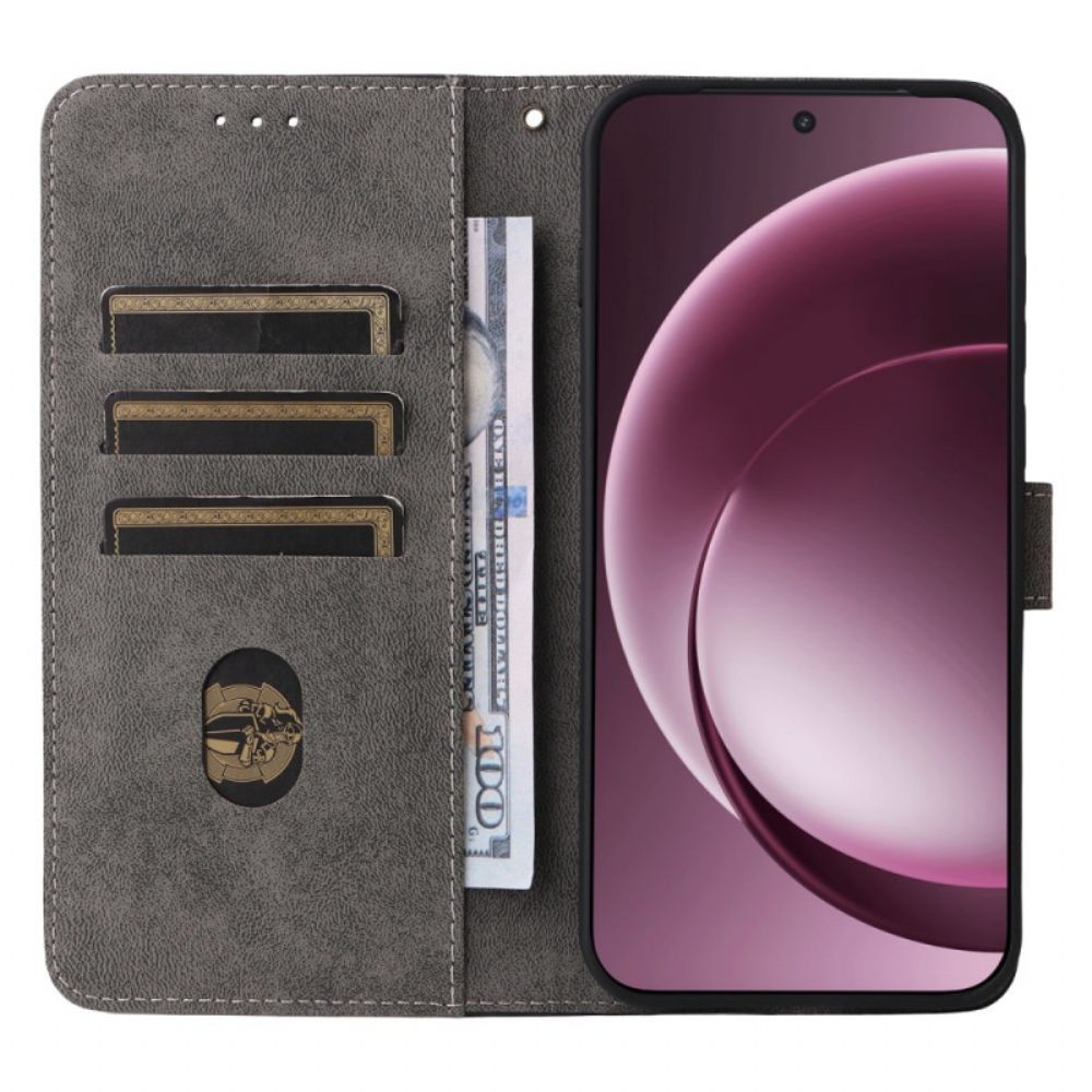 Leren Hoesje Voor Oneplus 15 Suède-effect Met Riempje