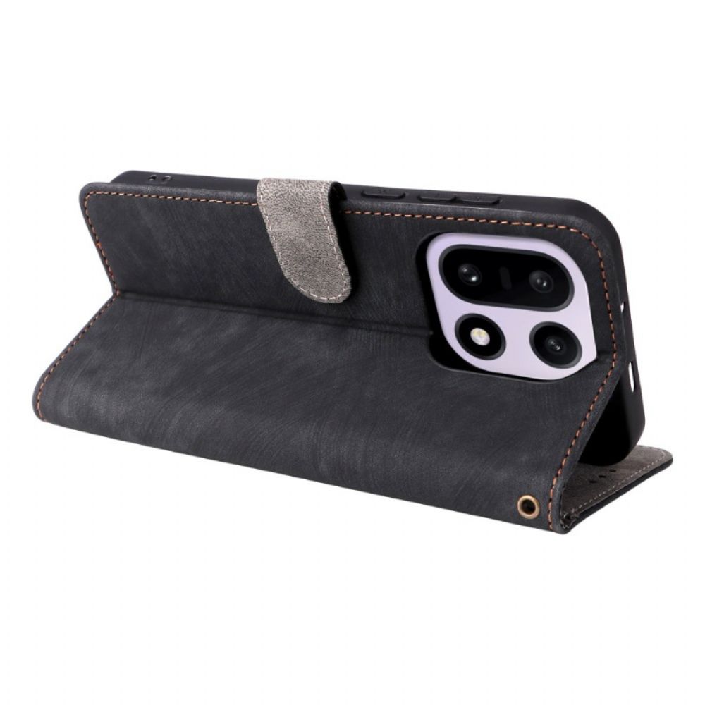 Leren Hoesje Voor Oneplus 15 Suède-effect Met Riempje