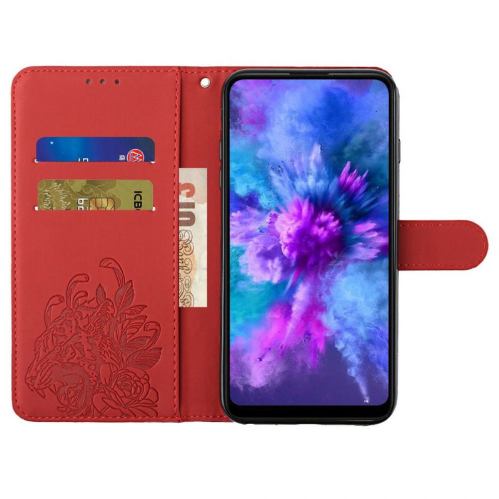 Flip Case voor Samsung Galaxy A02s Met Ketting Barokke Tijger Met Bandjes