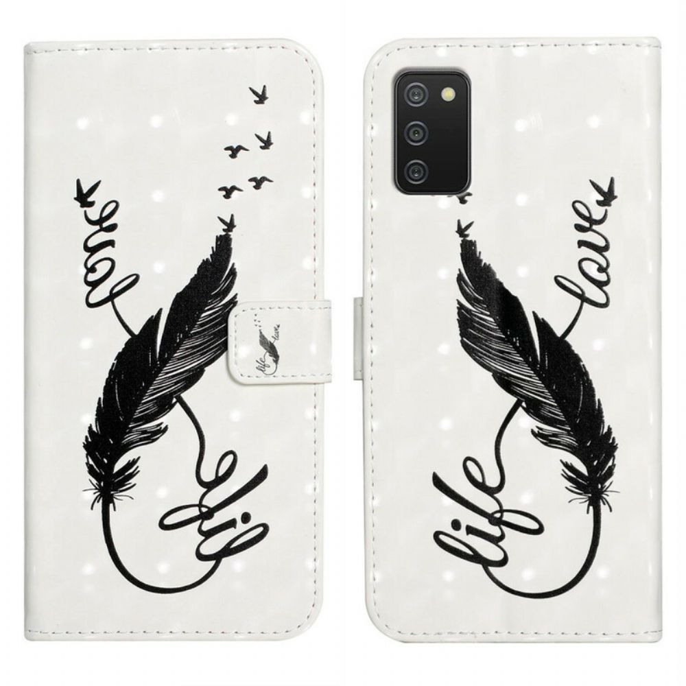 Flip Case voor Samsung Galaxy A02s Pluim Leven En Liefde