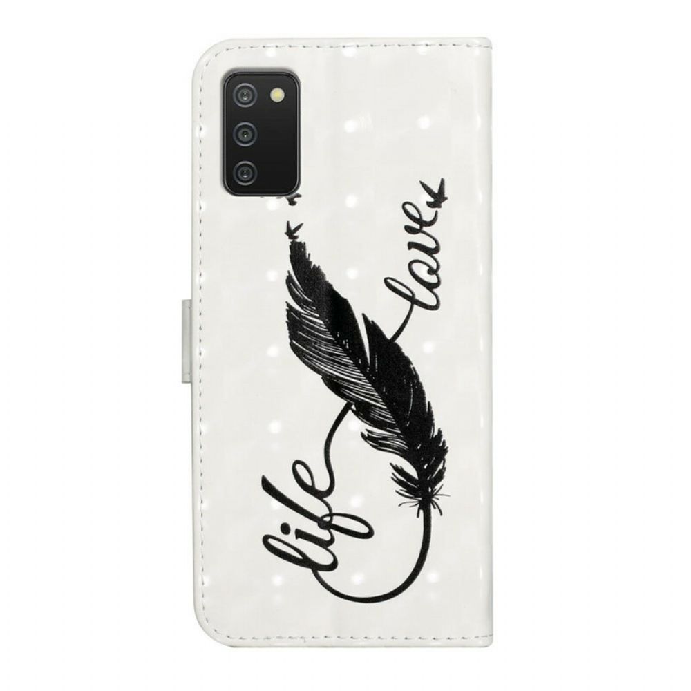 Flip Case voor Samsung Galaxy A02s Pluim Leven En Liefde