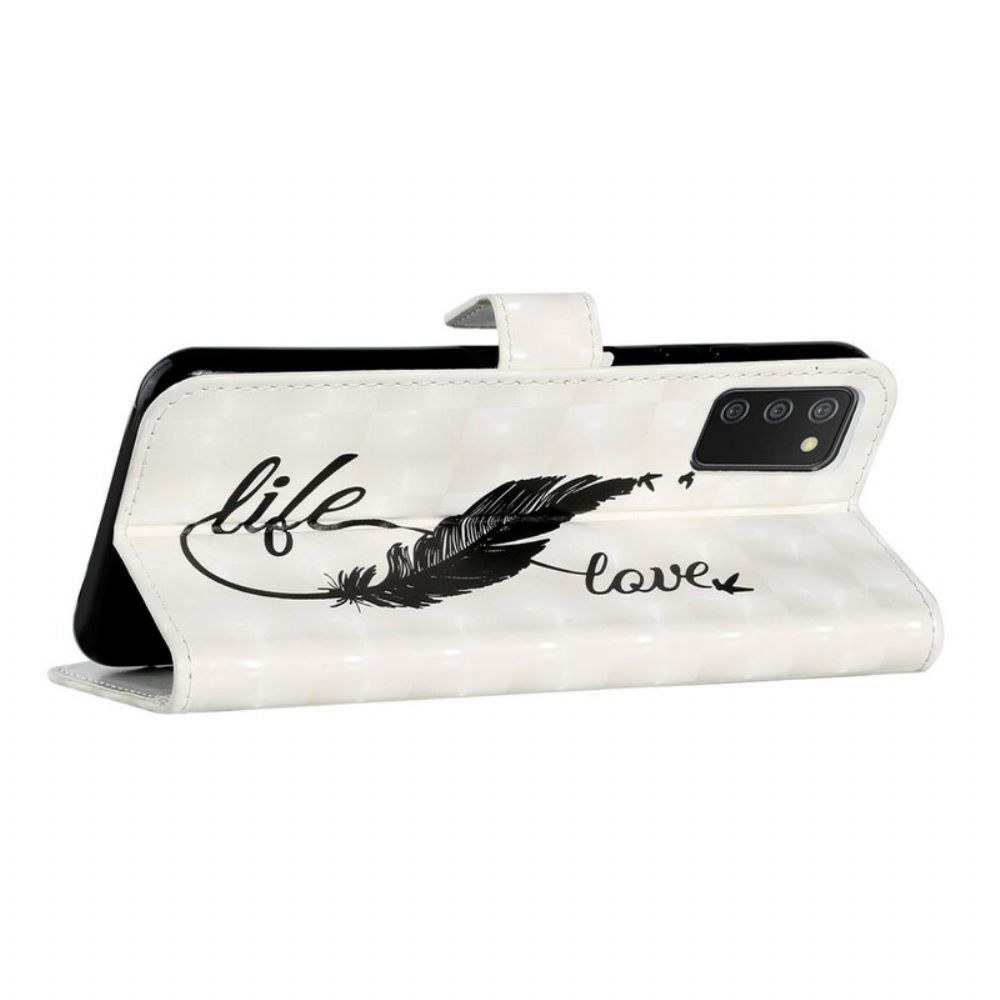 Flip Case voor Samsung Galaxy A02s Pluim Leven En Liefde