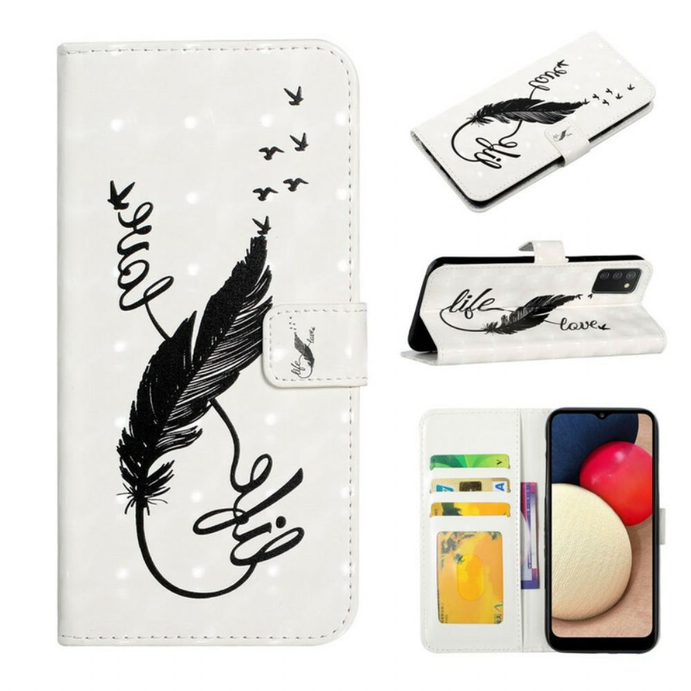 Flip Case voor Samsung Galaxy A02s Pluim Leven En Liefde