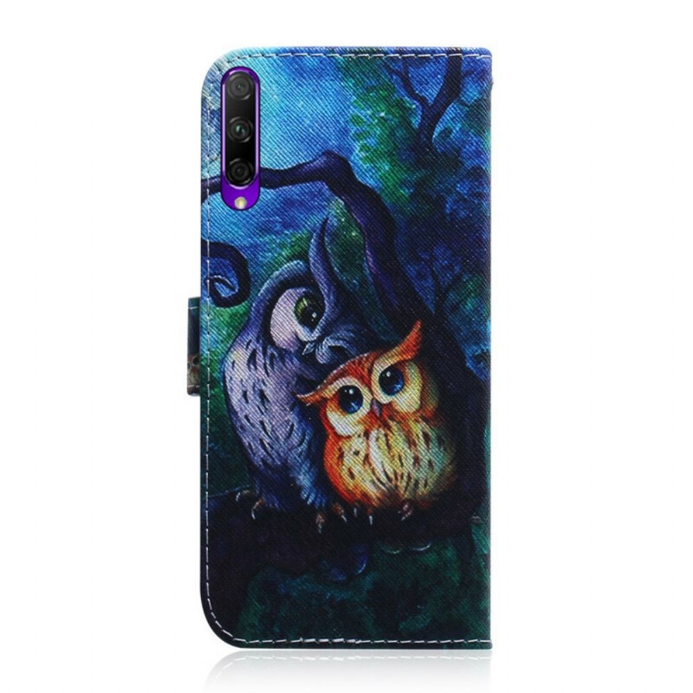 Leren Hoesje voor Huawei P Smart Pro / Honor 9X Pro Uilen Schilderen