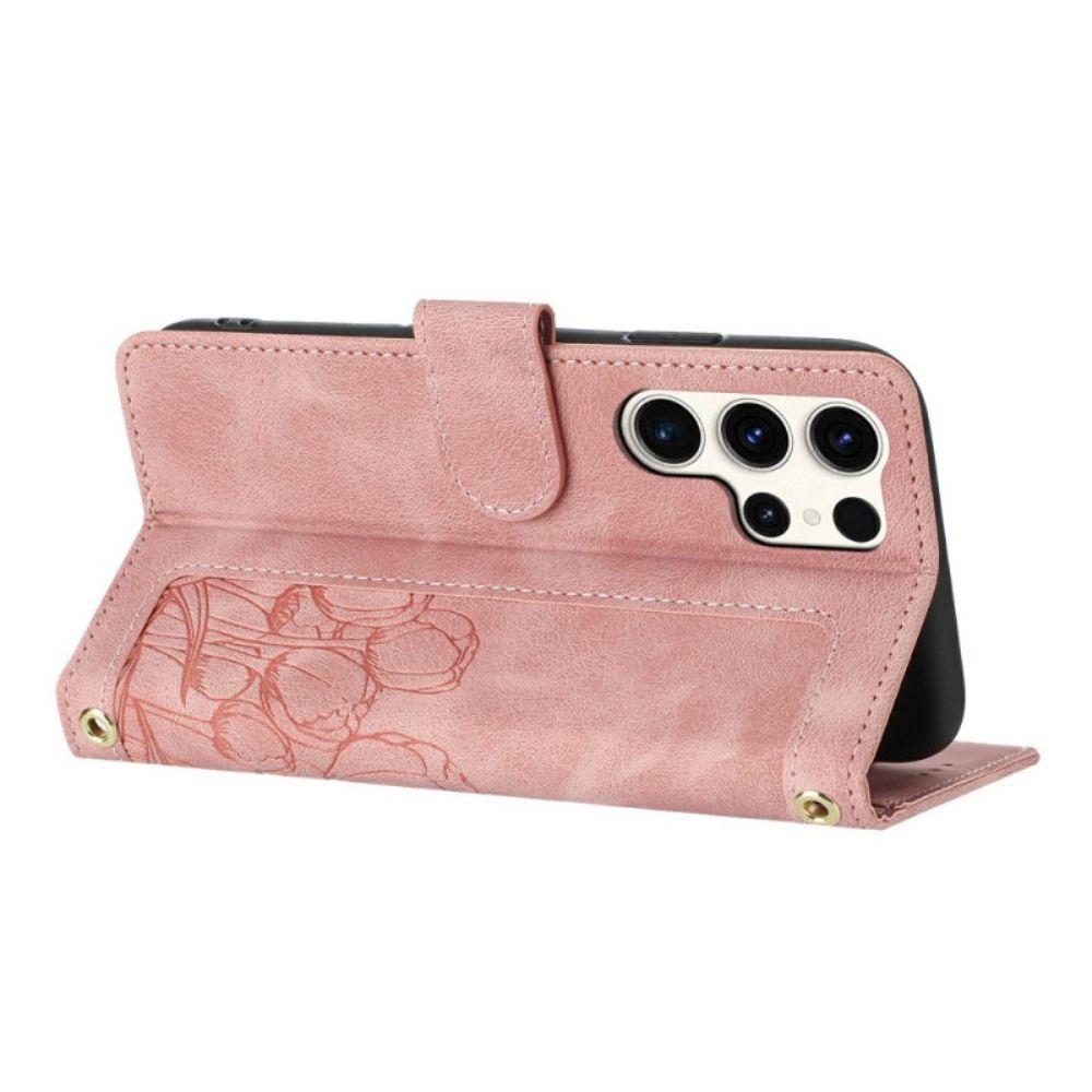 Bescherming Hoesje Samsung Galaxy S25 Ultra 5g Bloemenprint Met Leerlook