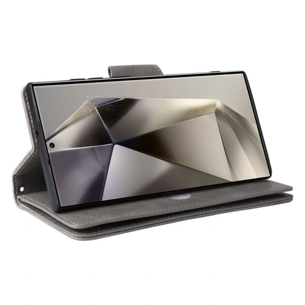 Bescherming Hoesje Samsung Galaxy S25 Ultra 5g Suède-effect Portemonnee Met Riem