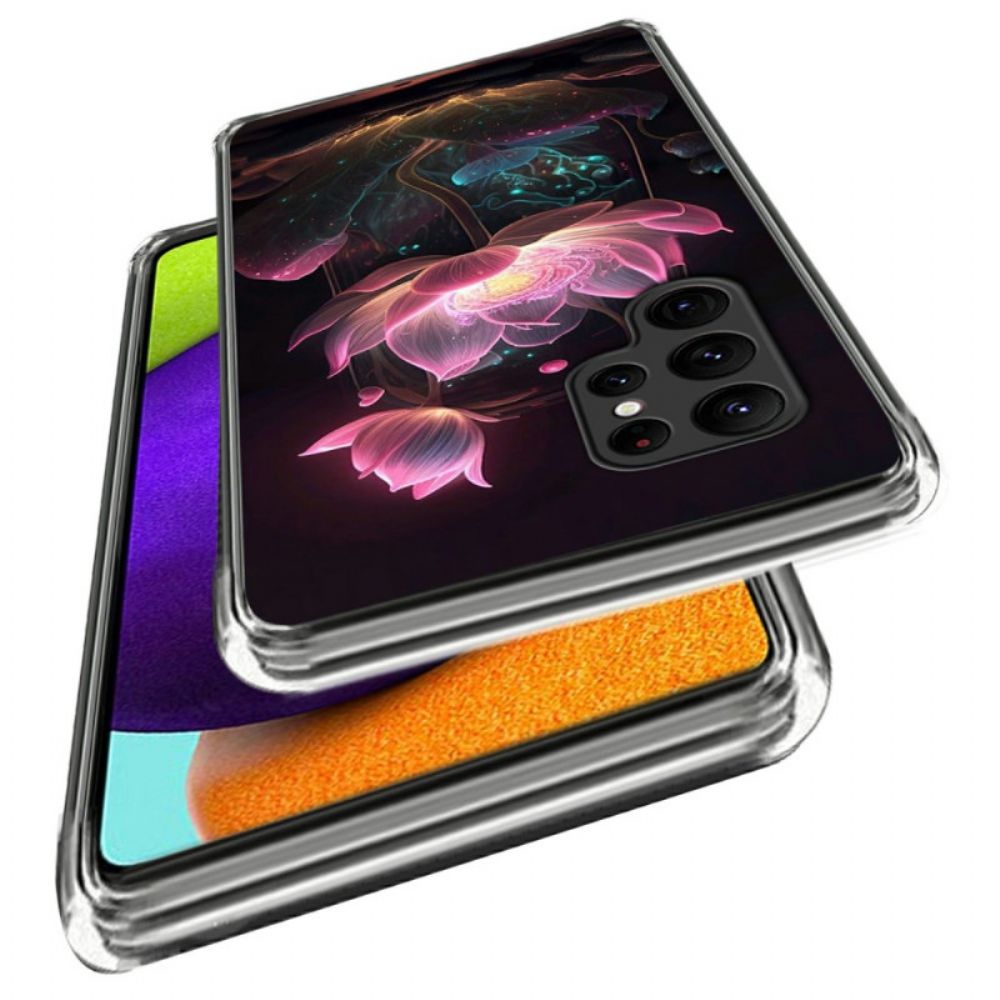 Case Hoesje Samsung Galaxy S25 Ultra 5g Telefoonhoesje Fluorescerende Lotus