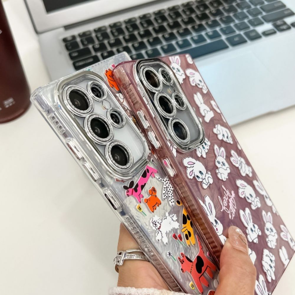 Case Hoesje Samsung Galaxy S25 Ultra 5g Telefoonhoesje Patroon Met Lensbeschermer