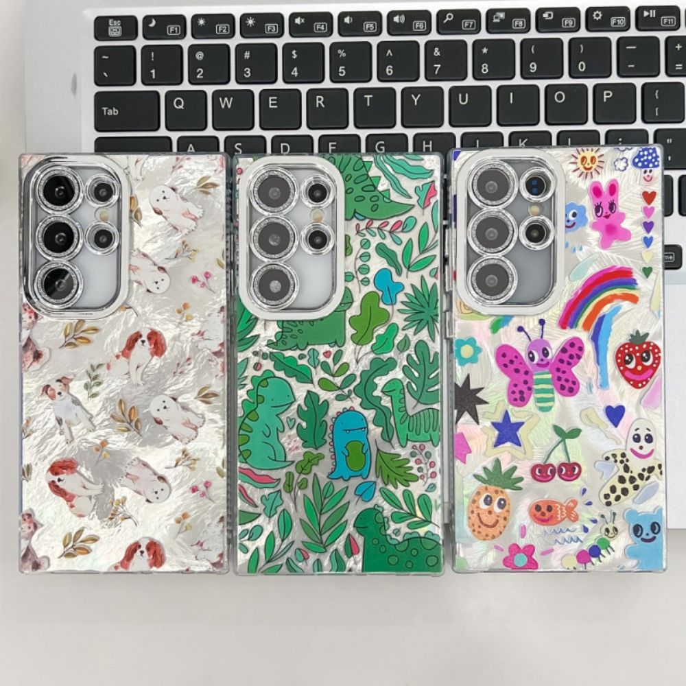 Case Hoesje Samsung Galaxy S25 Ultra 5g Telefoonhoesje Patroon Met Lensbeschermer