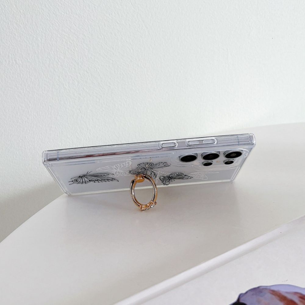 Case Hoesje Samsung Galaxy S25 Ultra 5g Telefoonhoesje Ringhouder Met Patroon