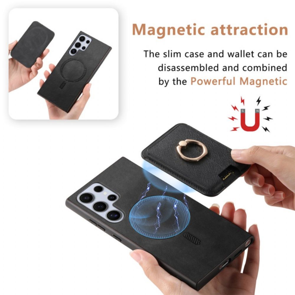 Cover Hoesje Samsung Galaxy S25 Ultra 5g Telefoonhoesje Afneembare Magnetische Kaarthouder En -standaard
