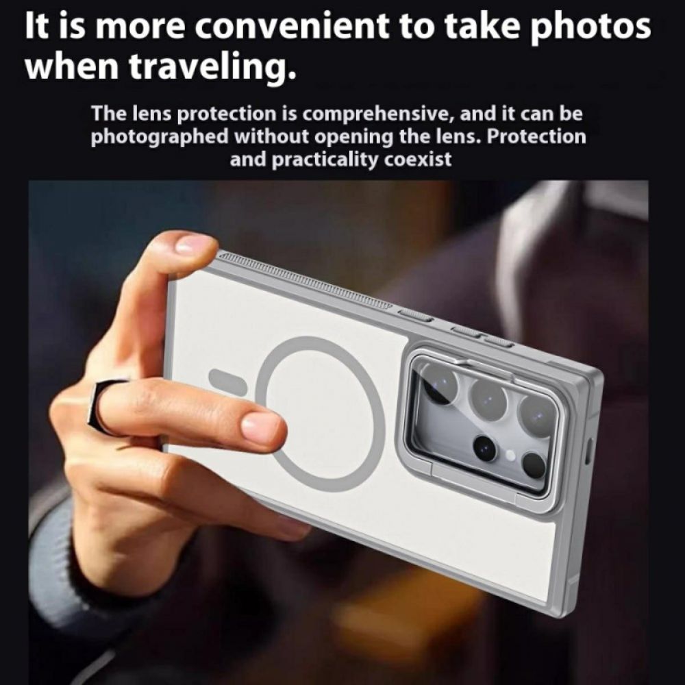 Cover Hoesje Samsung Galaxy S25 Ultra 5g Telefoonhoesje Magsafe-compatibel Mat Anti-vingerafdrukontwerp Met Standaard