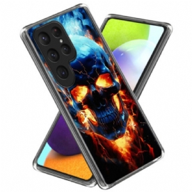Cover Hoesje Samsung Galaxy S25 Ultra 5g Telefoonhoesje Vlammende Schedel