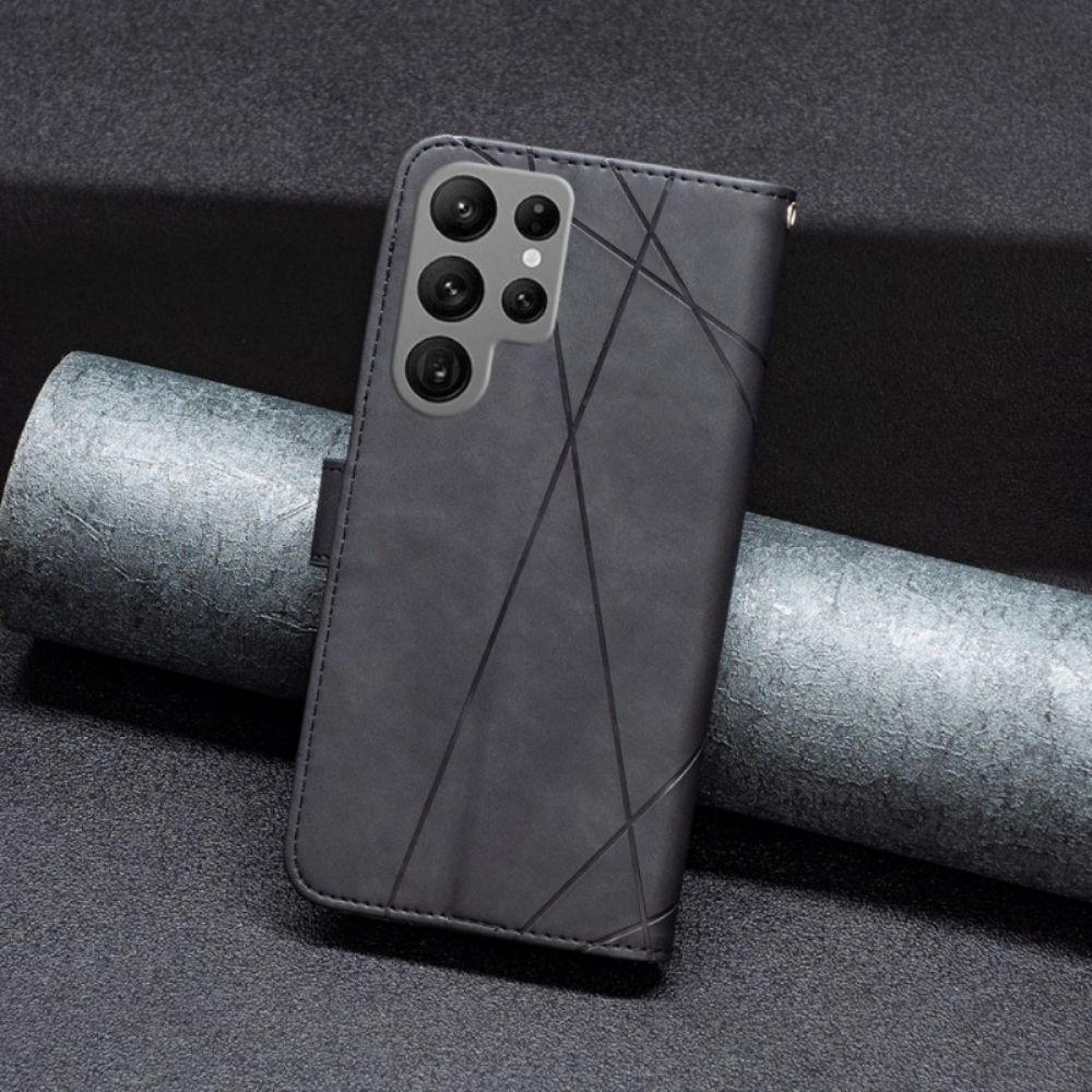Flip Case Leren Samsung Galaxy S25 Ultra 5g Geometrisch Binfen Kleur