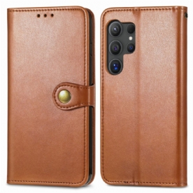 Flip Case Leren Samsung Galaxy S25 Ultra 5g Gouden Sluiting