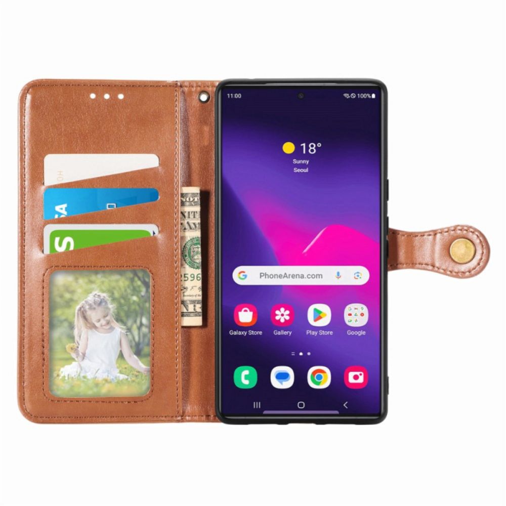 Flip Case Leren Samsung Galaxy S25 Ultra 5g Gouden Sluiting