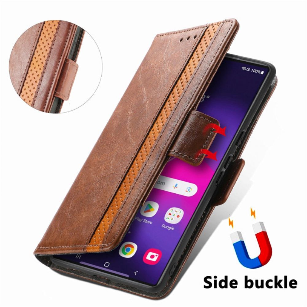 Flip Case Leren Samsung Galaxy S25 Ultra 5g Tweekleurige Rfid-blokkerende Portemonnee