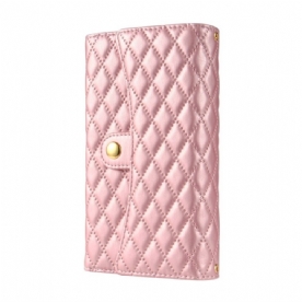 Folio-hoesje Samsung Galaxy S25 Ultra 5g Gewatteerde Portemonnee Met Schouderband