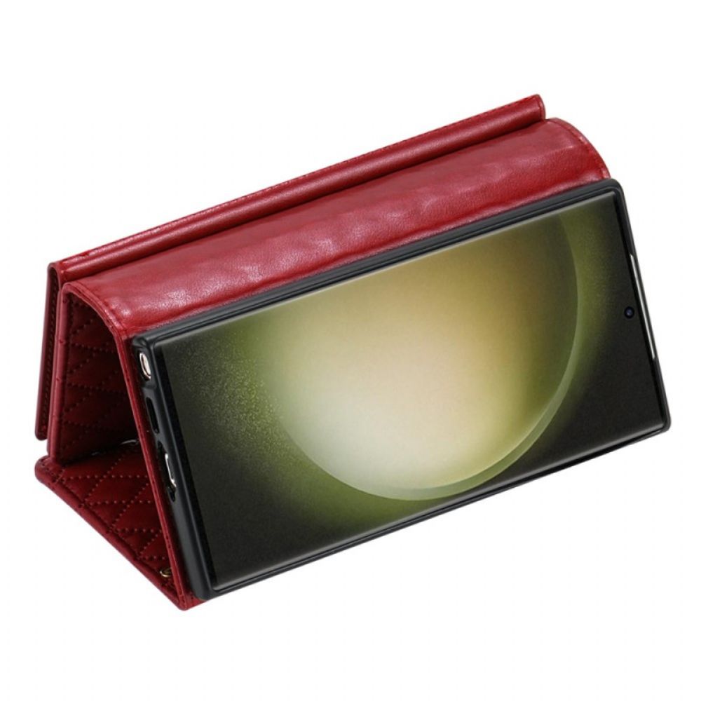 Folio-hoesje Samsung Galaxy S25 Ultra 5g Gewatteerde Portemonnee Met Schouderband