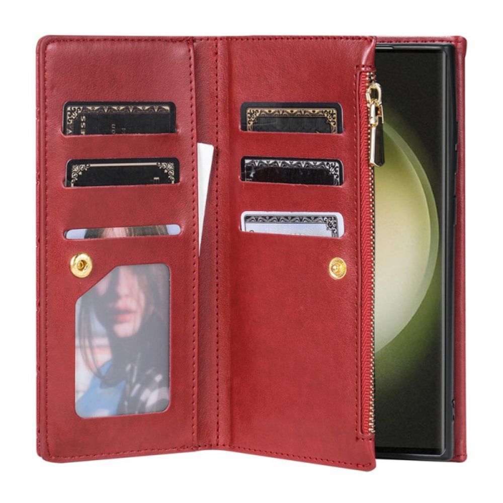 Folio-hoesje Samsung Galaxy S25 Ultra 5g Gewatteerde Portemonnee Met Schouderband