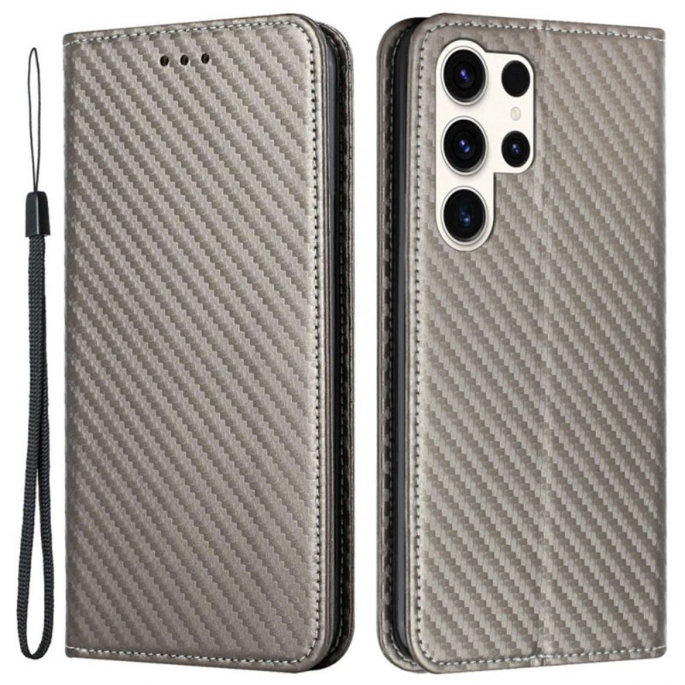 Folio-hoesje Samsung Galaxy S25 Ultra 5g Koolstofvezel Met Bandje