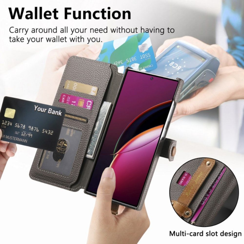 Folio-hoesje Samsung Galaxy S25 Ultra 5g Telefoonhoesje Rfid-beschermde Portemonnee Met Etui En Ringhouder