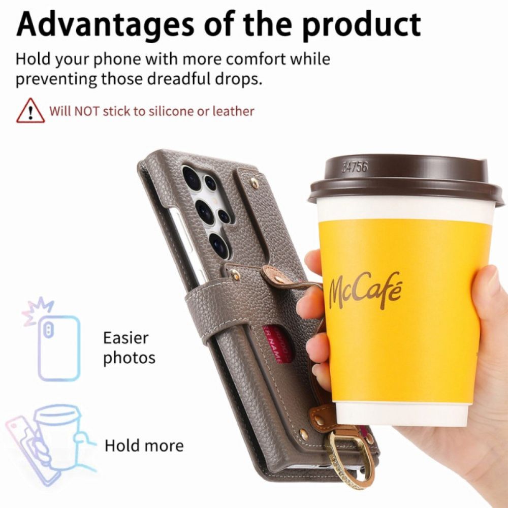 Folio-hoesje Samsung Galaxy S25 Ultra 5g Telefoonhoesje Rfid-beschermde Portemonnee Met Etui En Ringhouder