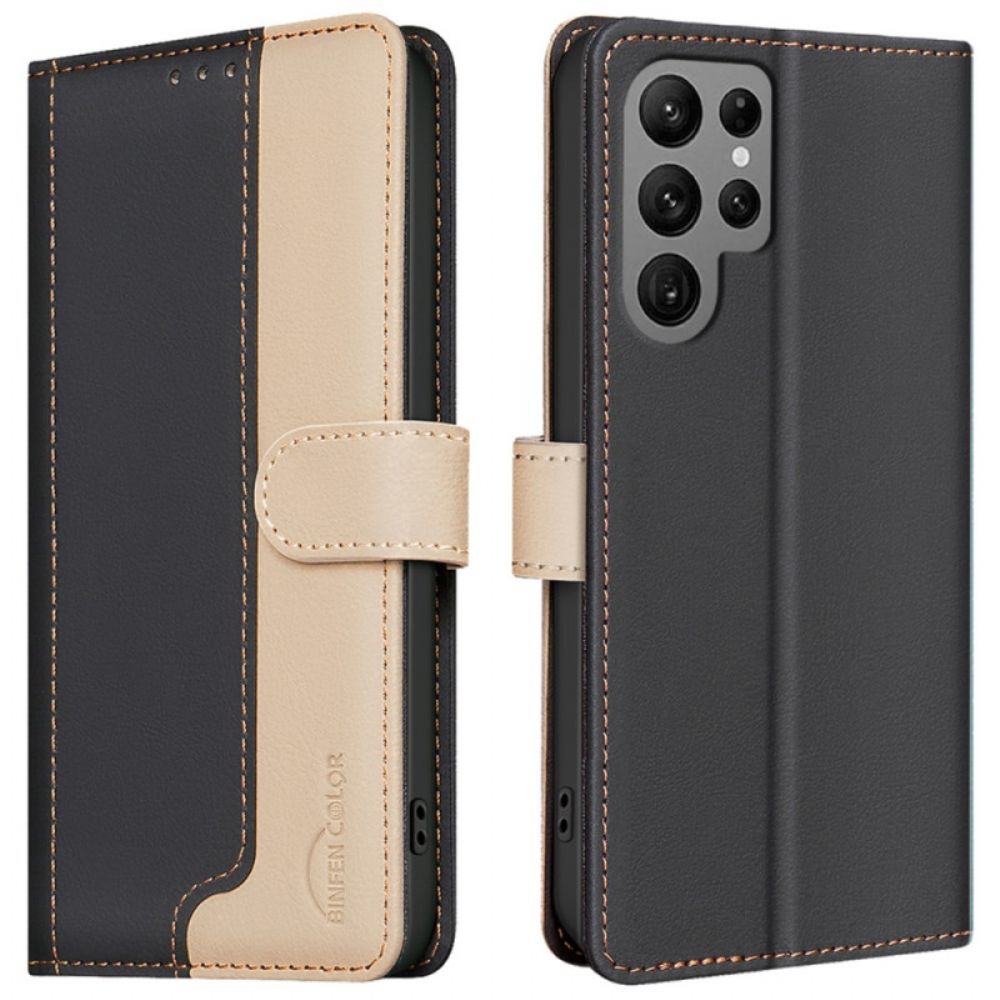 Folio-hoesje Samsung Galaxy S25 Ultra 5g Telefoonhoesje Tweekleurig Met Rfid-blokkering Binfen Kleur