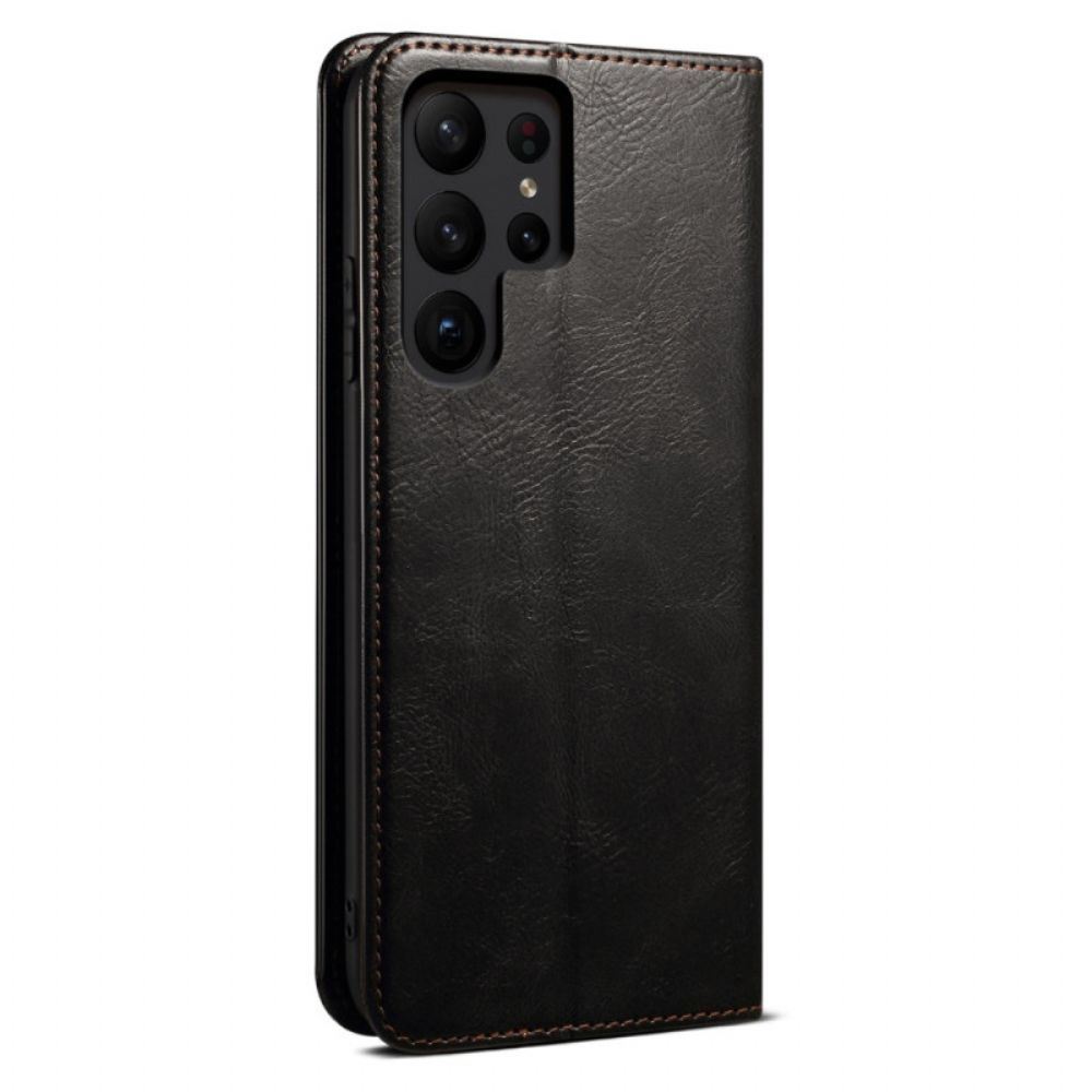 Folio-hoesje Voor Samsung Galaxy S25 Ultra 5g Gewaxt Kunstleer