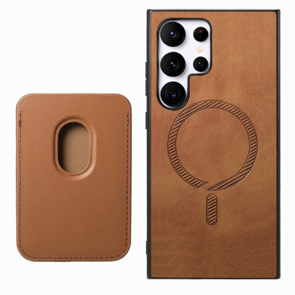 Hoesje Samsung Galaxy S25 Ultra 5g Afneembare Magnetische Kaarthouder In Suède-stijl