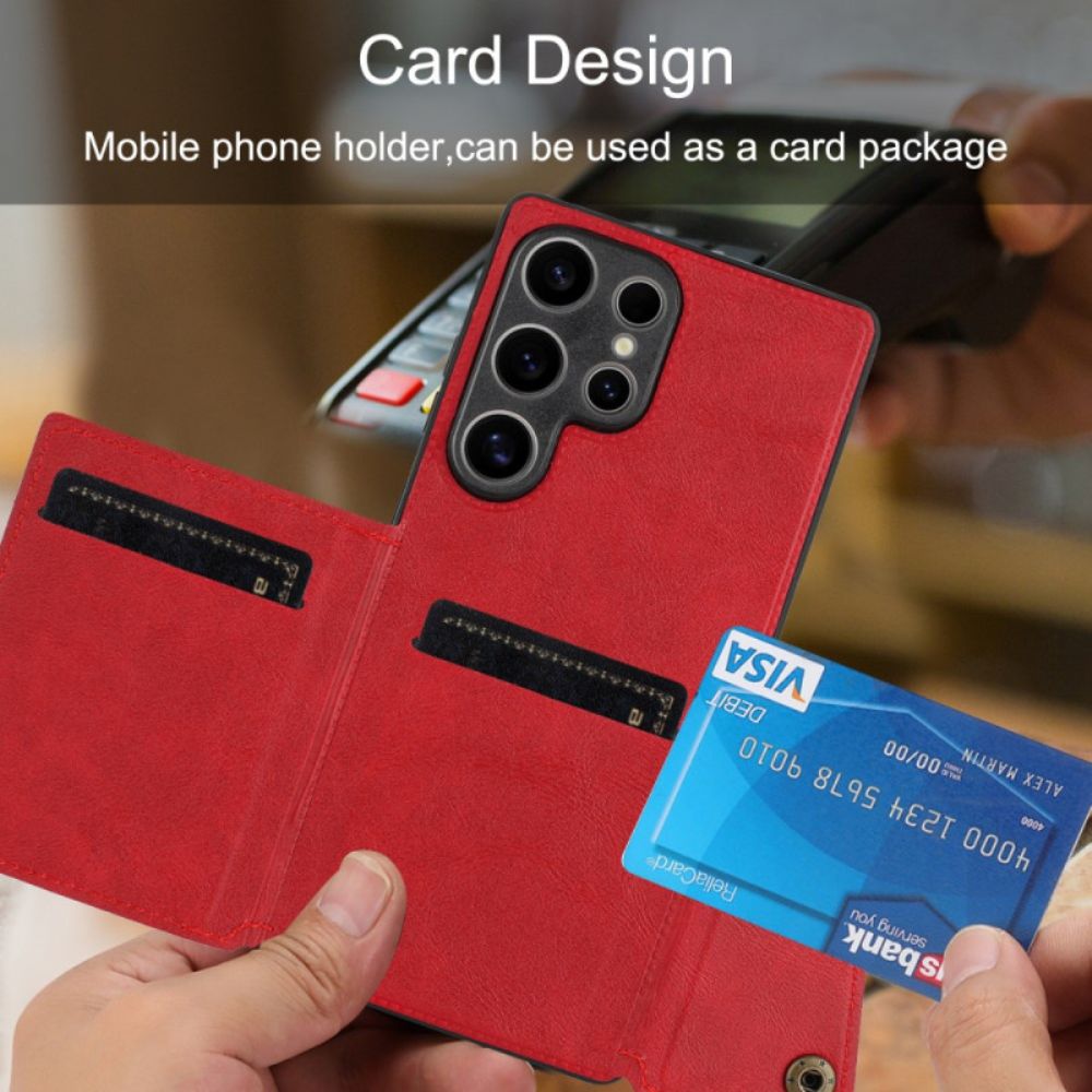 Hoesje Samsung Galaxy S25 Ultra 5g Kaarthouder In Retrostijl Bescherming Hoesje