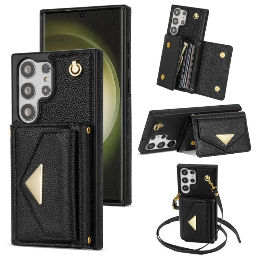 Hoesje Samsung Galaxy S25 Ultra 5g Lederlook Met Kaarthouder En Bandje