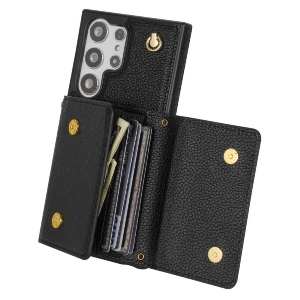 Hoesje Samsung Galaxy S25 Ultra 5g Lederlook Met Kaarthouder En Bandje