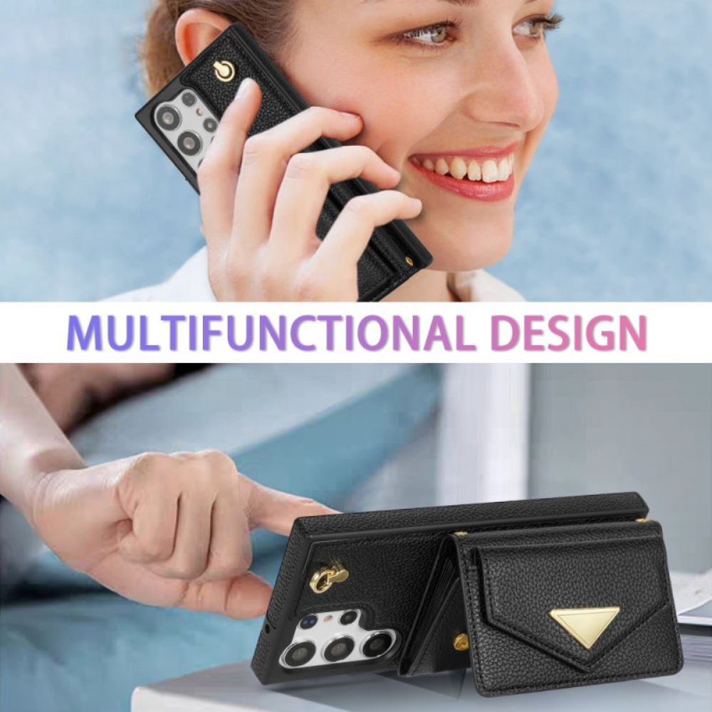 Hoesje Samsung Galaxy S25 Ultra 5g Lederlook Met Kaarthouder En Bandje