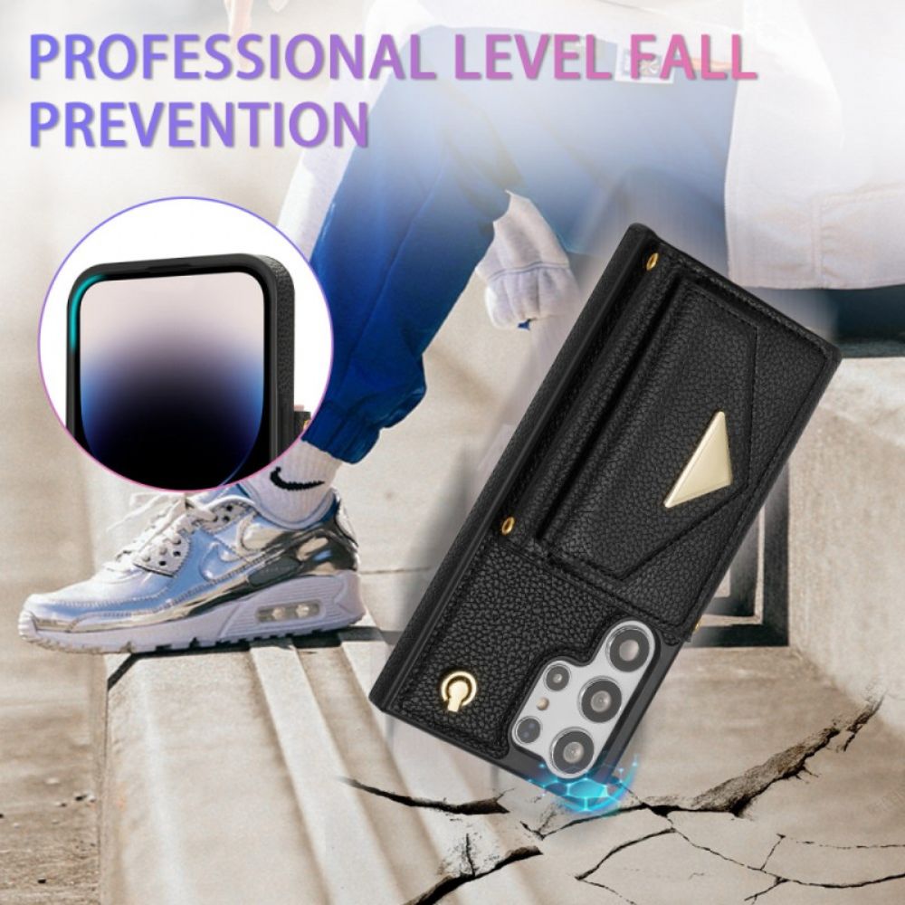 Hoesje Samsung Galaxy S25 Ultra 5g Lederlook Met Kaarthouder En Bandje