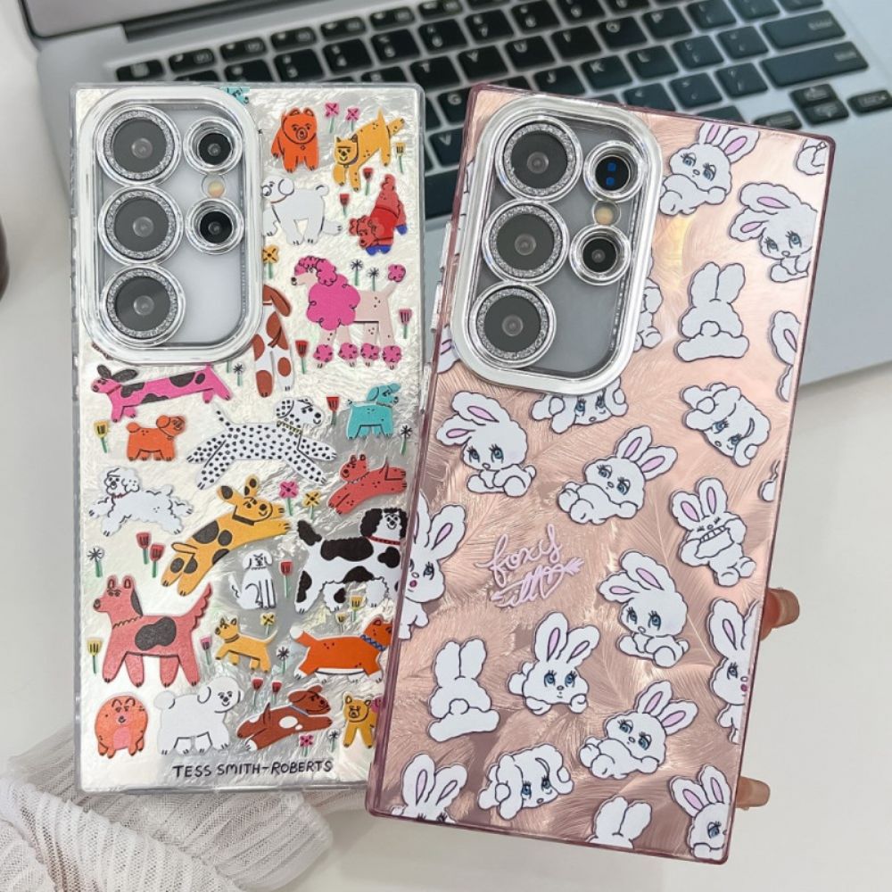 Hoesje Samsung Galaxy S25 Ultra 5g Leuke Konijntjes Met Lensbeschermer Bescherming Hoesje