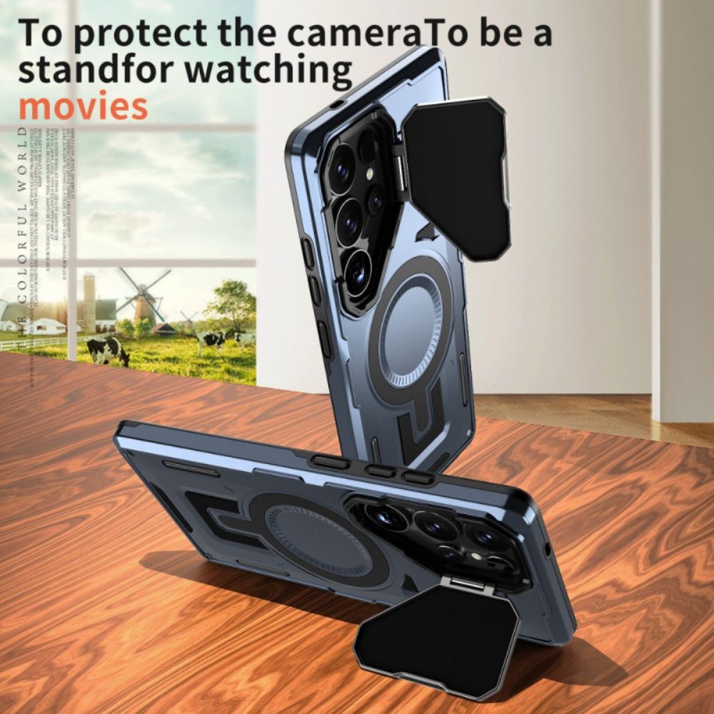 Hoesje Samsung Galaxy S25 Ultra 5g Metallic Effect Met Lenskap En Standaard Bescherming Hoesje