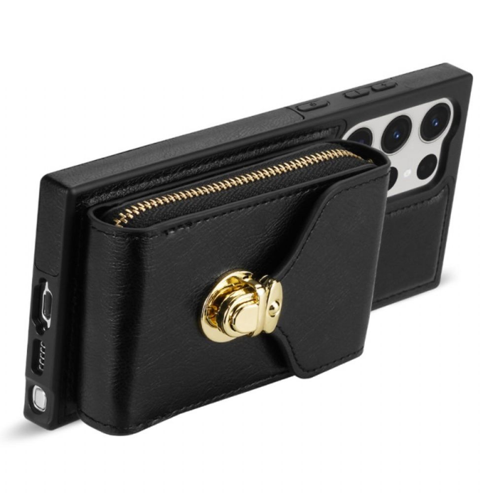 Hoesje Samsung Galaxy S25 Ultra 5g Portemonnee Met Rits En Schouderband Bescherming Hoesje