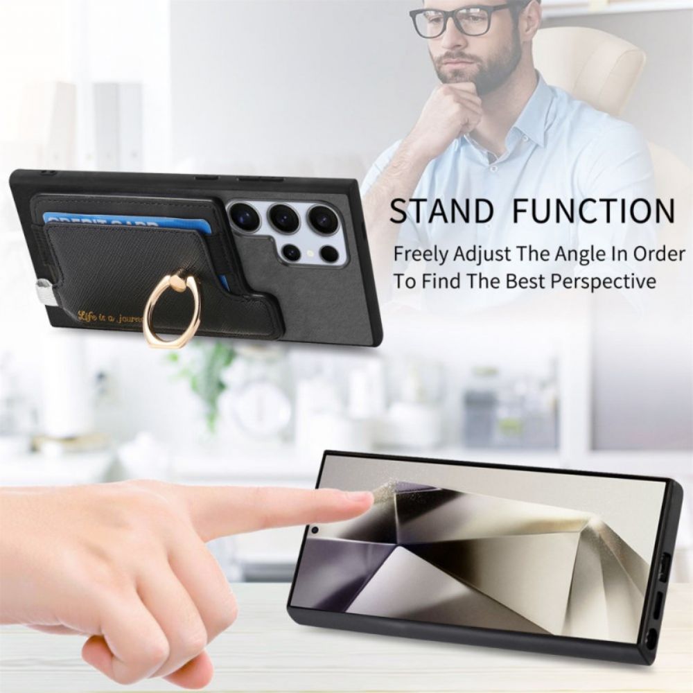 Hoesje Voor Samsung Galaxy S25 Ultra 5g Afneembare Kaarthouder In Suède-stijl