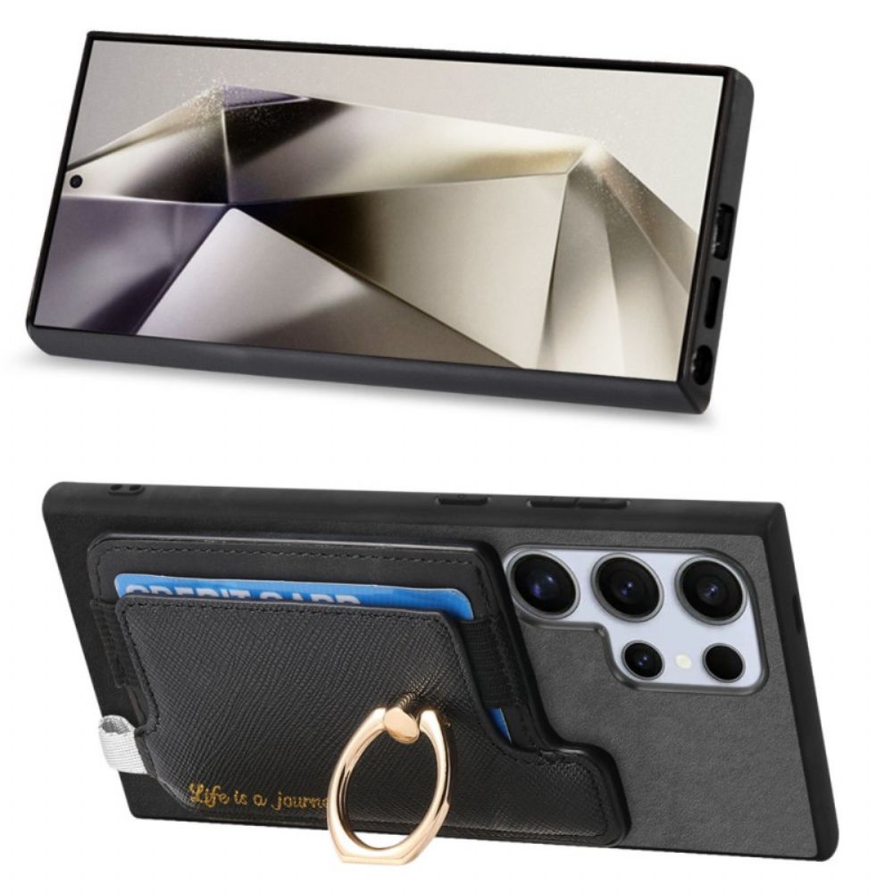 Hoesje Voor Samsung Galaxy S25 Ultra 5g Afneembare Kaarthouder In Suède-stijl