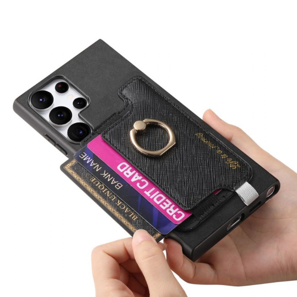 Hoesje Voor Samsung Galaxy S25 Ultra 5g Afneembare Kaarthouder In Suède-stijl