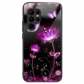 Hoesje Voor Samsung Galaxy S25 Ultra 5g Bloemen En Vlinders Van Gehard Glas